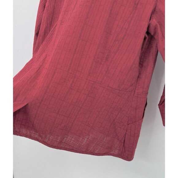 Christopher & Banks Red Texture Stitch 3/4 Sleeve Shacket Zip Front Boho Size‎ L - Picture 4 of 12